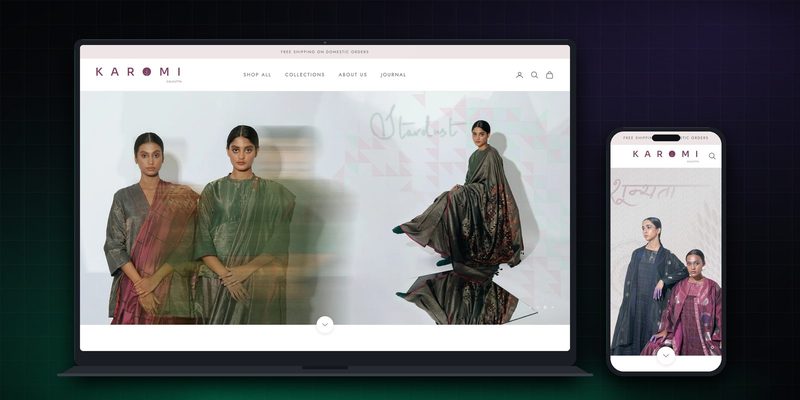Karomi Crafts homepage on desktop and mobile