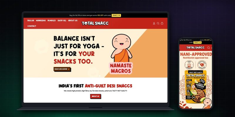 TotalSnacc homepage on desktop and mobile