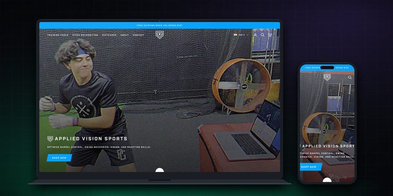 Applied Vision Baseball homepage on desktop and mobile