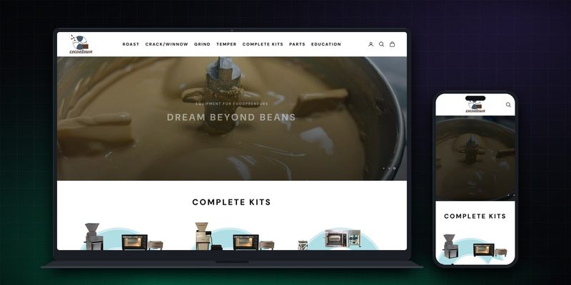 CocoaTown homepage on desktop and mobile