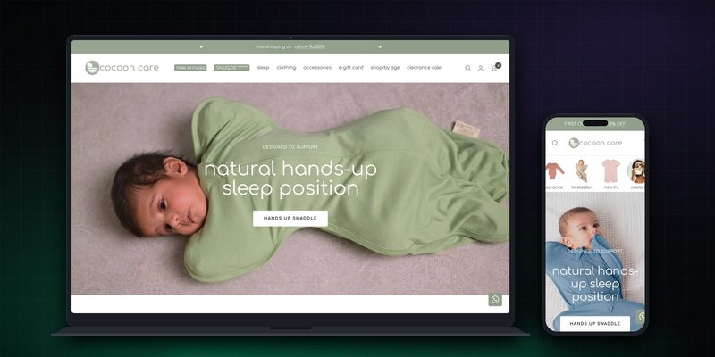 Cocoon Care homepage on desktop and mobile