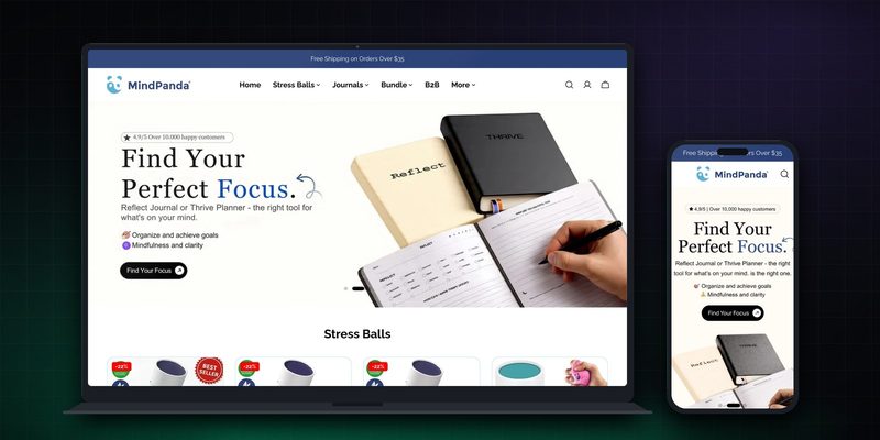 MindPanda homepage on desktop and mobile
