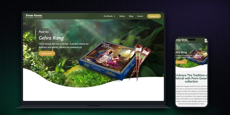 Prem Green homepage on desktop and mobile