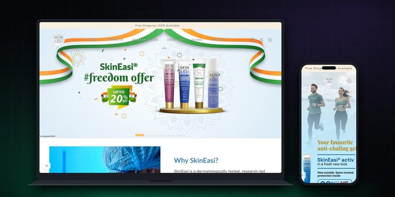 SkinEasi homepage on desktop and mobile