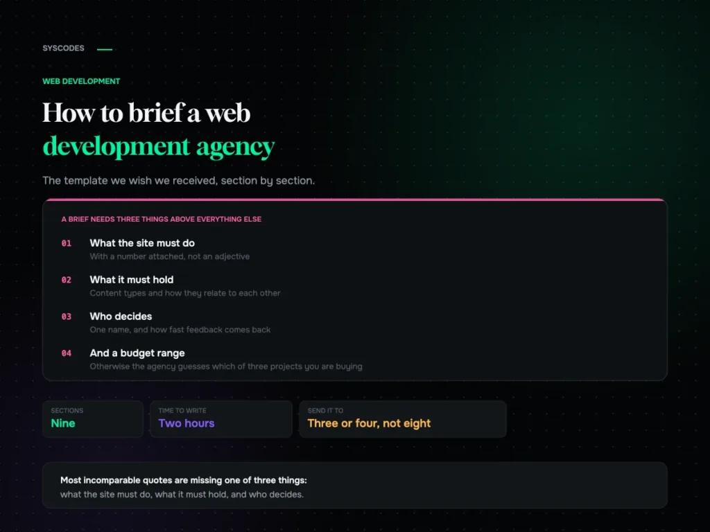 How to brief a web development agency, with a template