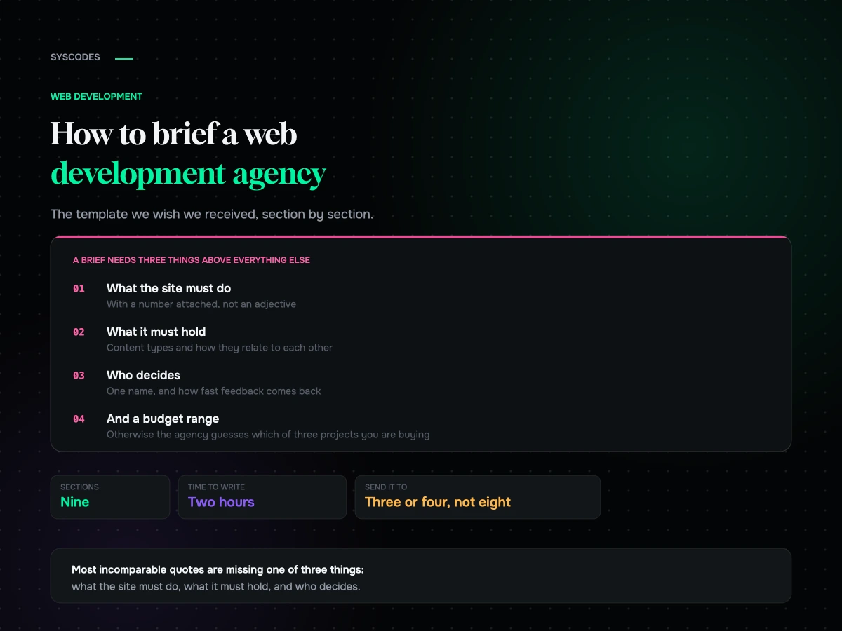 How to brief a web development agency, with a template