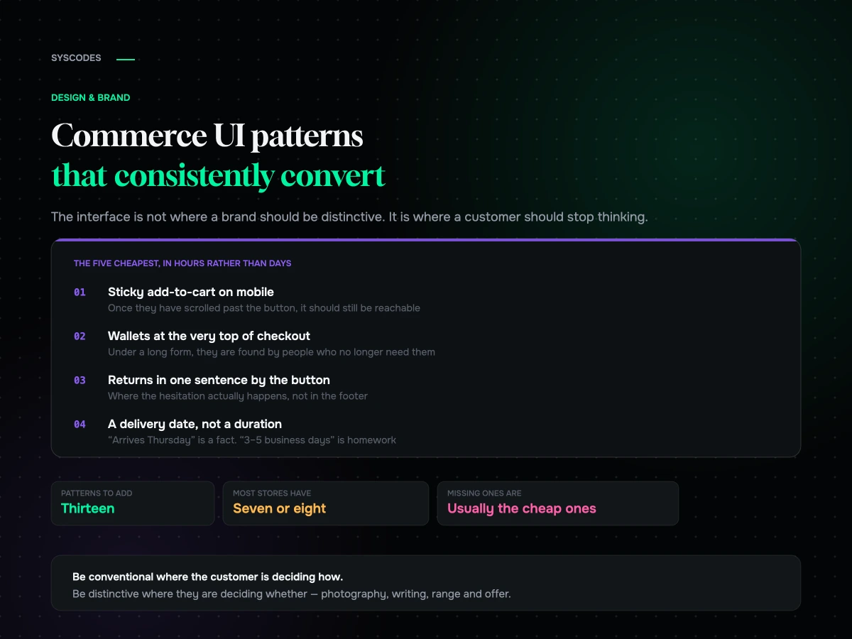Commerce UI patterns that consistently convert