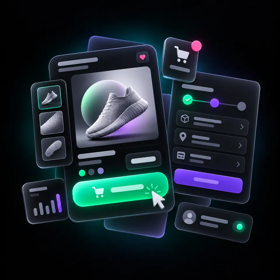 eCommerce Development & Conversion Optimisation interface illustration