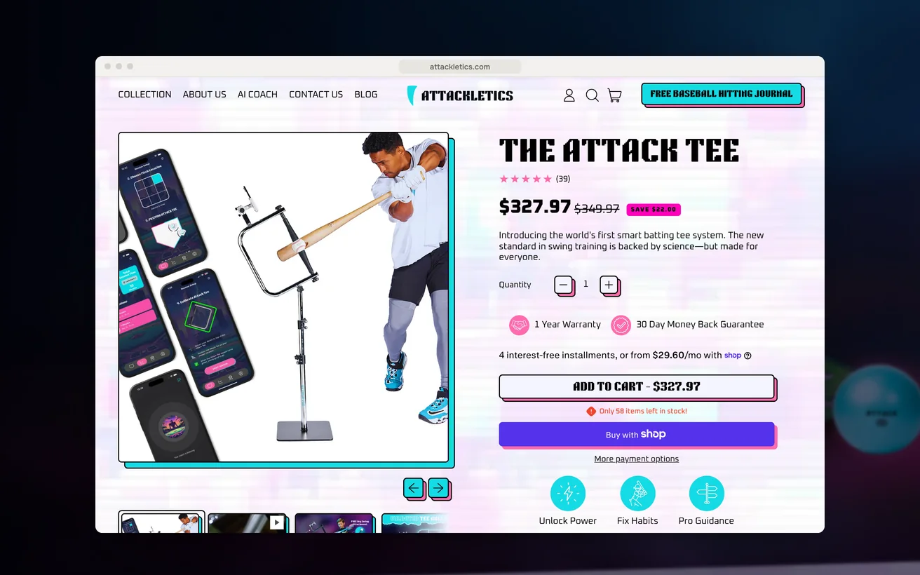 Attackletics homepage on desktop and mobile