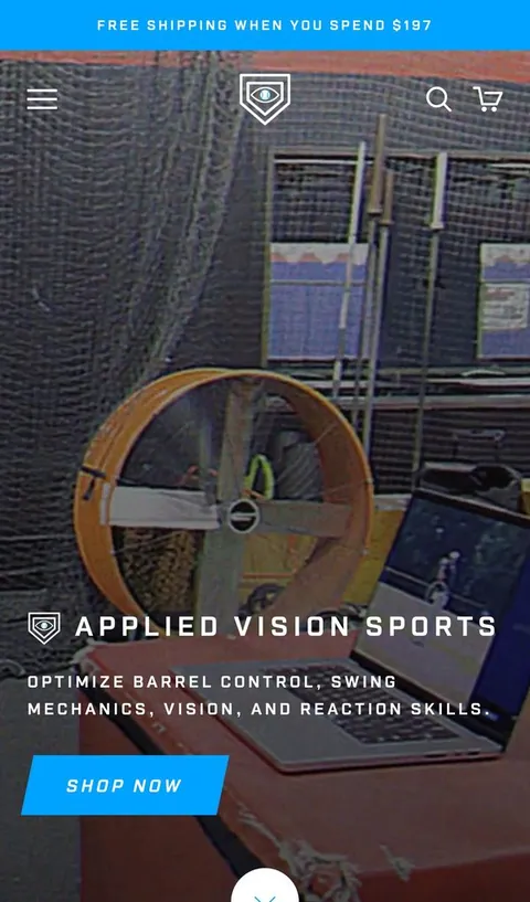 Applied Vision Baseball homepage on desktop and mobile