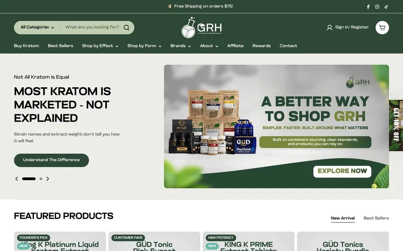 GRH Kratom homepage