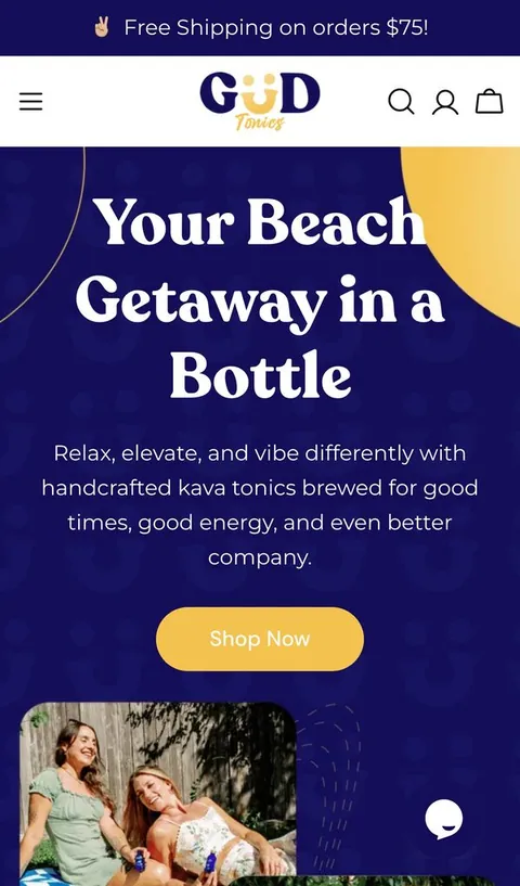 Gud Tonics homepage on desktop and mobile