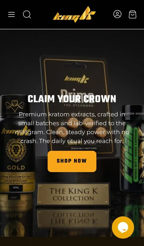 King K Kratom homepage on desktop and mobile