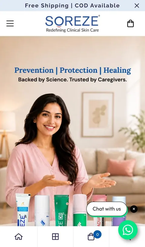Soreze Care homepage on desktop and mobile