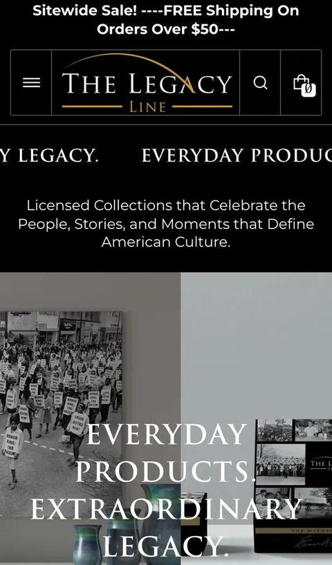 The Legacy Line homepage on desktop and mobile